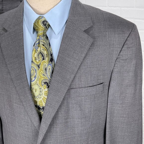 Jos A Bank Suit Men 44R 38Wx28.5L Classic Career Neutralcore Cuffs‎ Wool - Picture 2 of 16